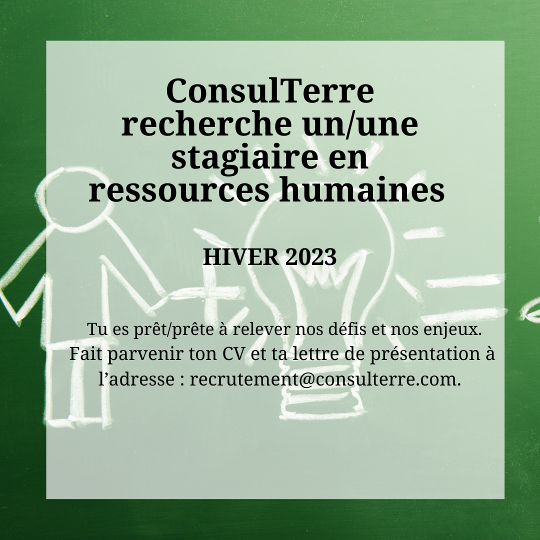 Consulterre Agence Conseil En Développement Durable Conseiller en ressources humaines (stagiaire) - ConsulTerre